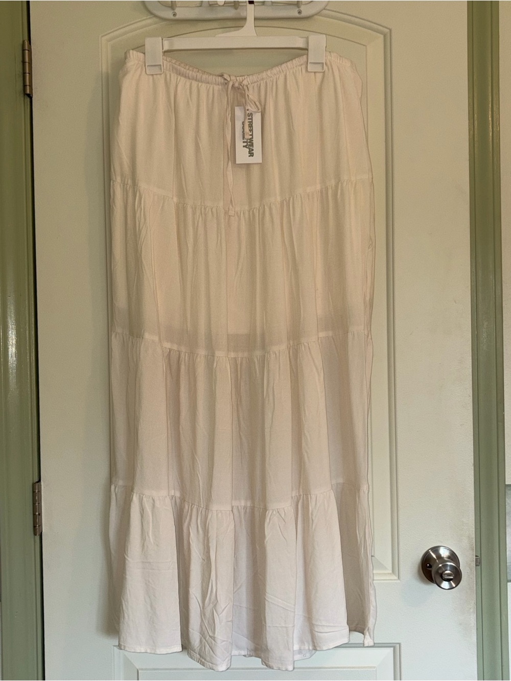 Streetwear Society Cream Tiered Maxi Skirt